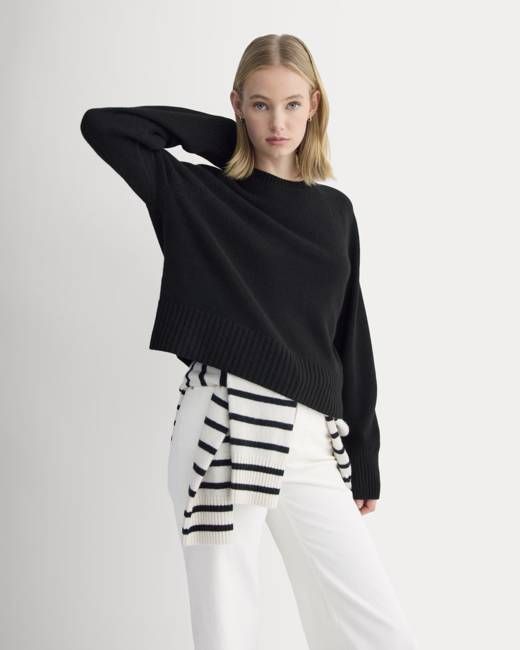 The Boxy Crew in Cashmere | Black