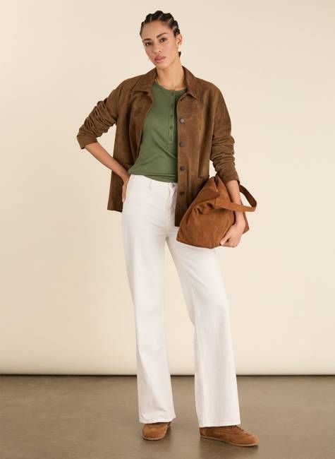 Organic Stretch Cotton Pocket Wide Leg Jeans