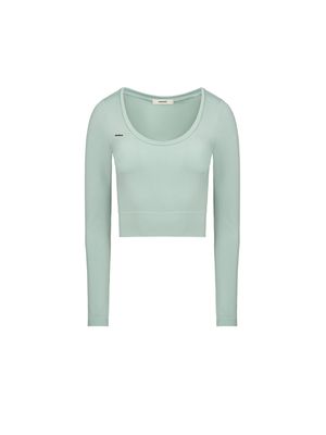 Archive Womens Plant-Stretch Long Sleeve Cropped Top—Eucalyptus Blue
