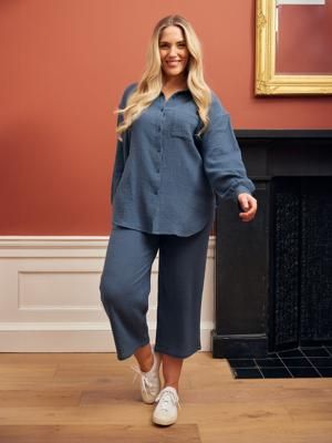 Maisie - Cotton Crinkle Culottes - Blue