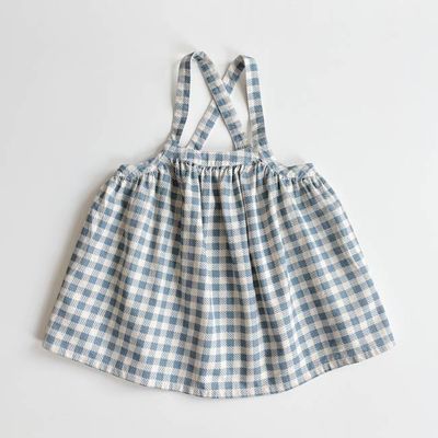 Eloise Pinafore, Gingham Print, Azul, Size 5