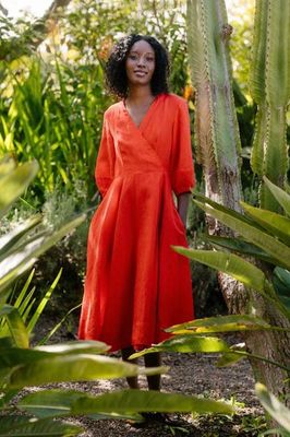 Gaia - Linen Wrap Dress