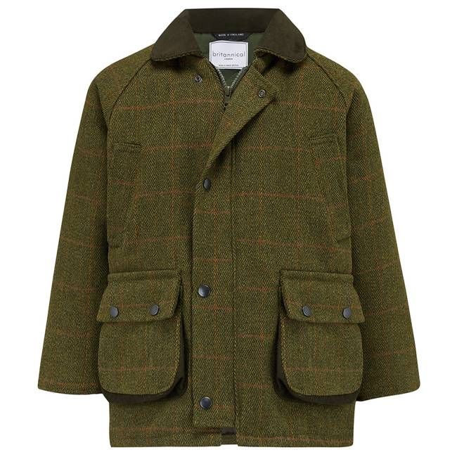 Lyall Greenbelt Children's Tweed Coat - Olive