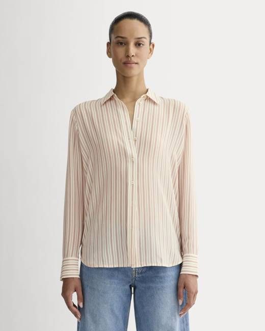 The Must-Have Shirt in Washable Silk | Bone / Dusky Rose
