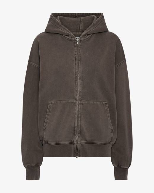 Organic Oversized Zip Hood - Faded Mud