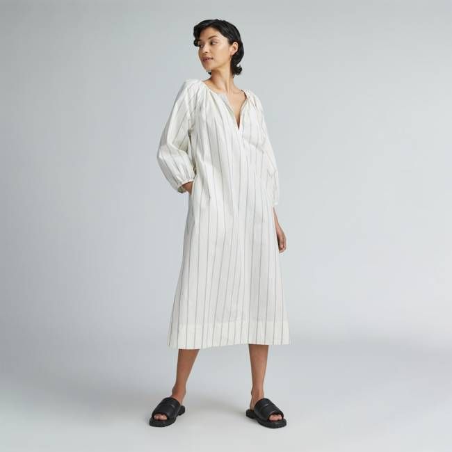 The Raglan Sleeve Poplin Dress | Black / Canvas Tan