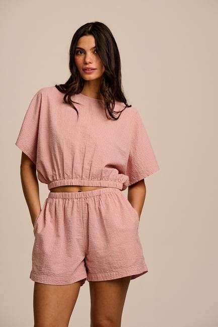 Zamora - Cotton Top in Pink Mini Gingham