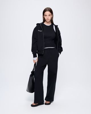 Womens 365 Heavyweight Straight Leg Track Pants—Black