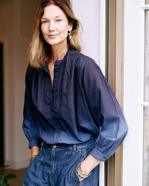 wren blouse | midnight/navy dip dye