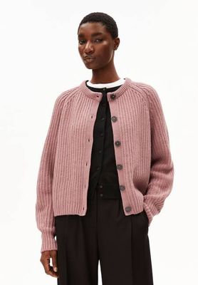 RIB KNIT CARDIGAN | light berry