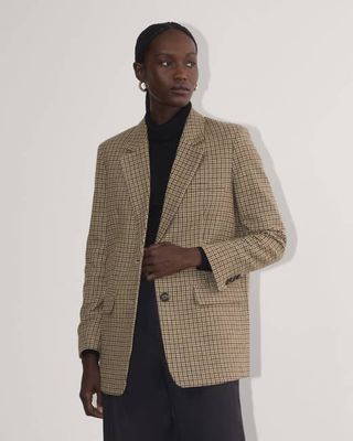 The Oversized Blazer in Wool | Camel Houndstooth