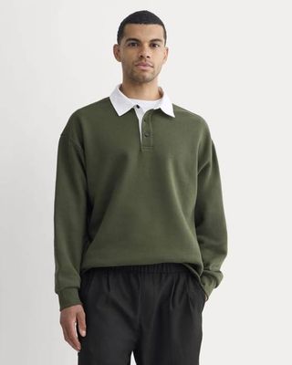 Luxe Fleece Rugby Polo | Dark Forest