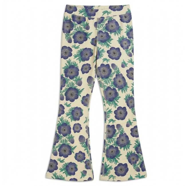 Kids Leggings: Organic Cotton Flared Yoga Pants: Purple Poppies