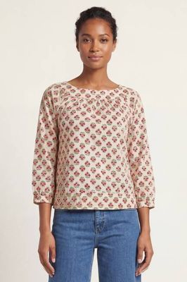 Lou Blouse | Creme/Rosa/Grün