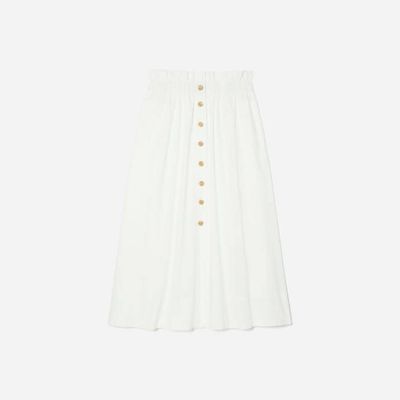The Easy Button-Front Skirt | White