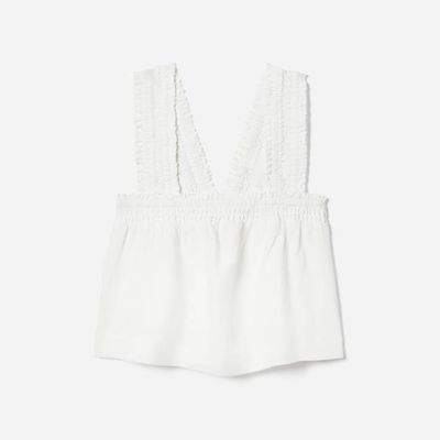 The Smocked Linen Cami | White