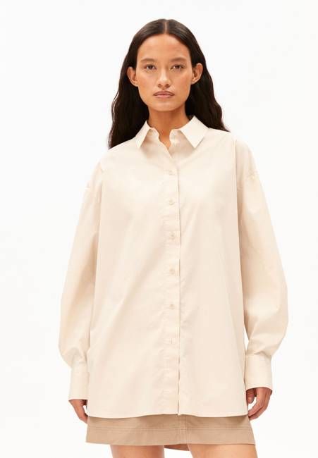 BARREL SLEEVE POPLIN BLOUSE