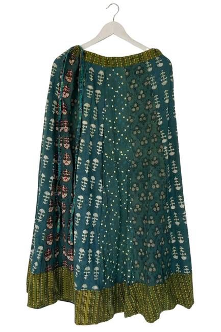NEW! Flared Cotton Blockprint Patchwork Skirt No. 22