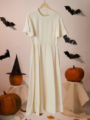 Milky White, Maxi Butterfly Sleeve Dress