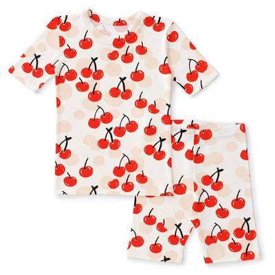 Kids Summer Pajama Set - Cherries Red