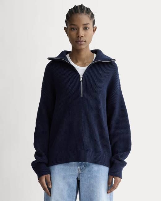 The Half-Zip in Everyday Cotton | Navy