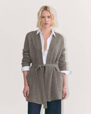 The Robe Cardigan in Alpaca | Taupe Melange