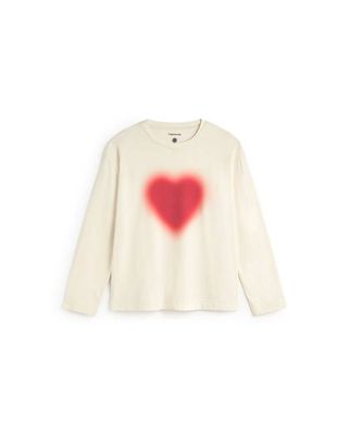 White long sleeve blurry heart Emily t-shirt