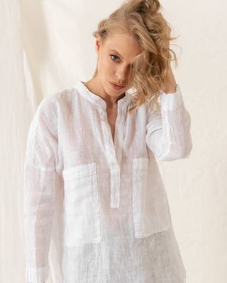 White Linen Blouse April