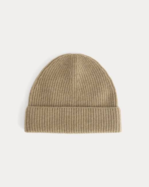 The Cashmere Ribbed Beanie | Dark Heathered Camel