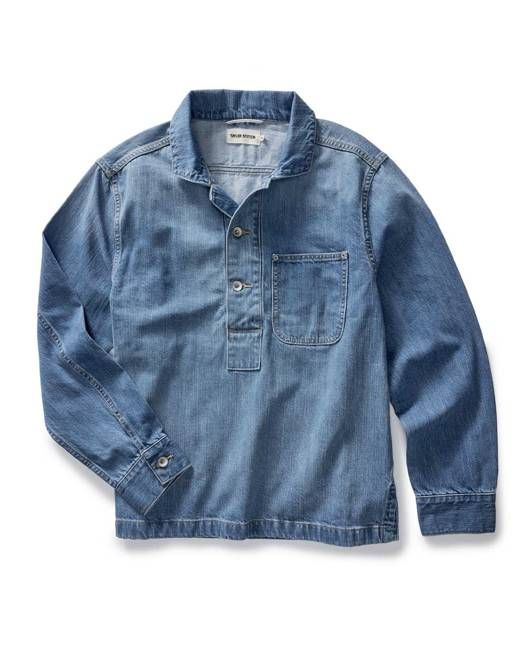 The Milton Pullover in Washed Selvedge Denim