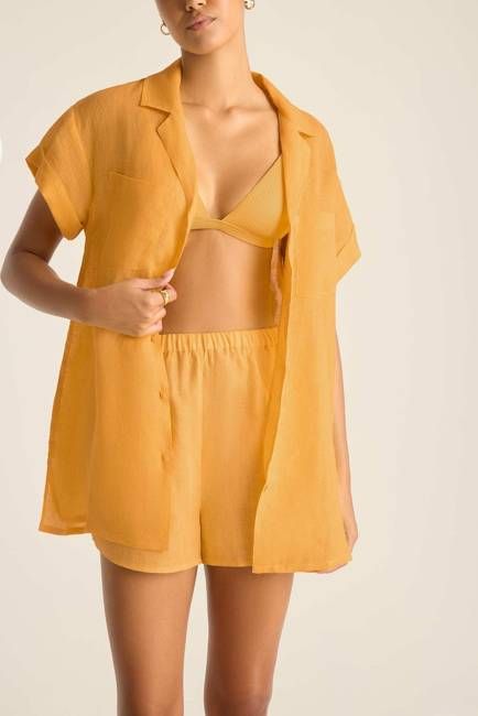 Playa Pocket Blouse - Creamsicle EcoLinen