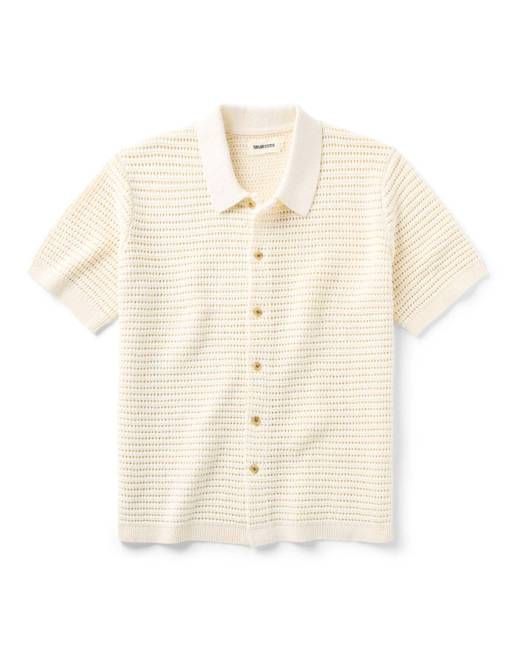 The Monterey Sweater Polo in Vintage White Crochet