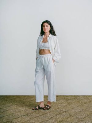 All Day Pant, Organic Japanese Cotton, Carolina Stripe