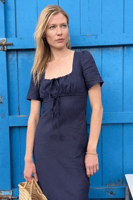 The Clementine Midi Dress in navy blue