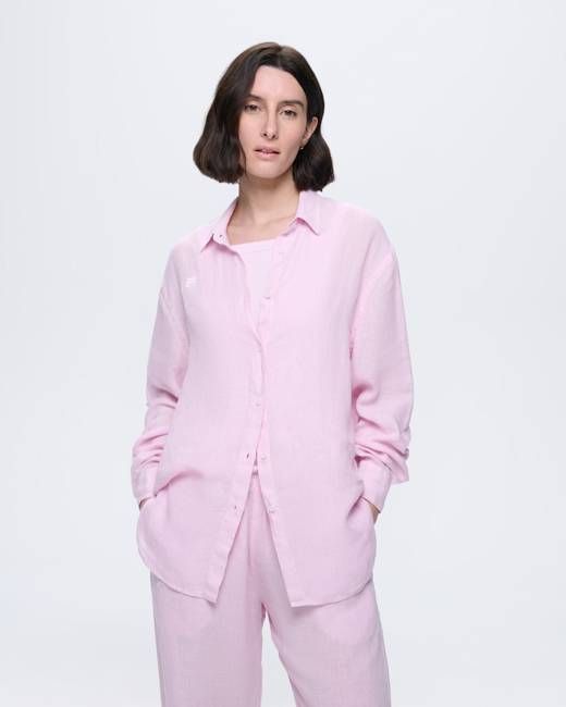 Womens Linen Overshirt—Light Lilac