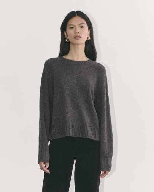 The Boxy Crew in Cashmere | Heather Charcoal
