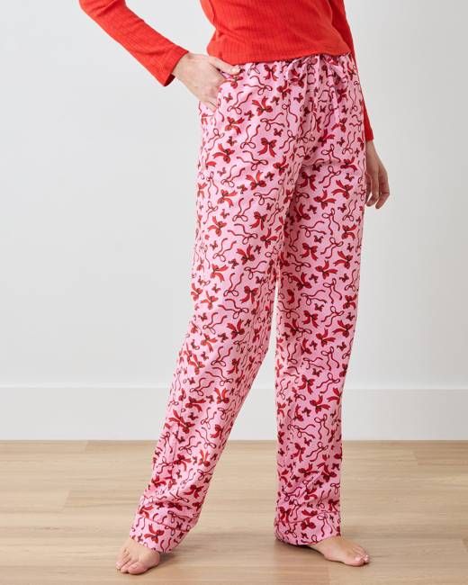 Red Ribbons - PJ Pants - Pink Tinsel