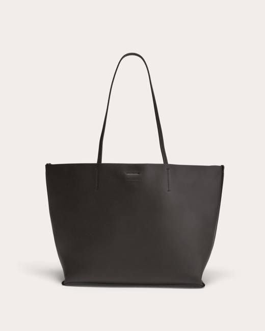 The Luxe Medium Italian Leather Tote | Black