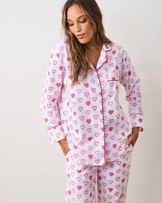 Candy Hearts - Petite Long PJ Set - Pale Pink