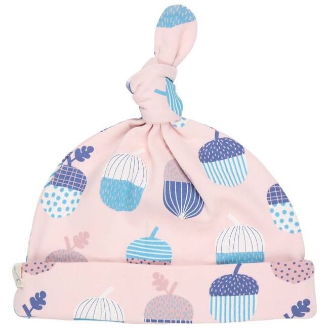 Knotted Hat - Acorns, Pink