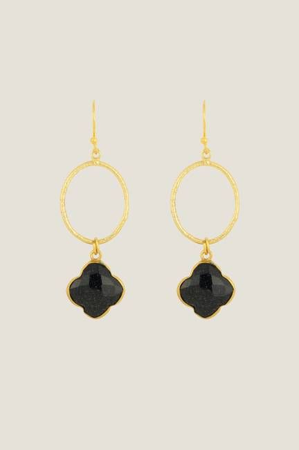 ASHIANA Clover Earrings | Gold/Navy