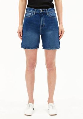 SHEAARI HIGH WAIST DENIM SHORT | wavy blue