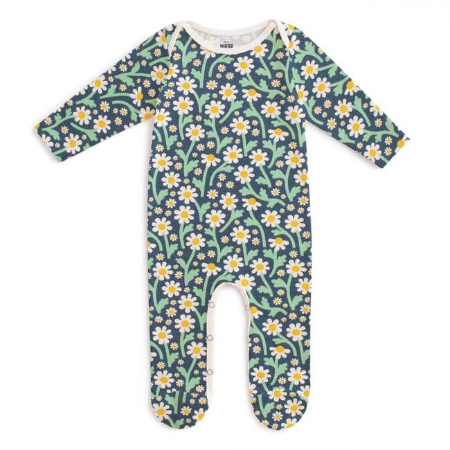 Footed Romper - Bold Daisies Navy