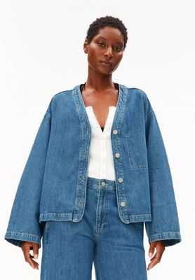 LINEN BLEND DENIM JACKET | sea salt