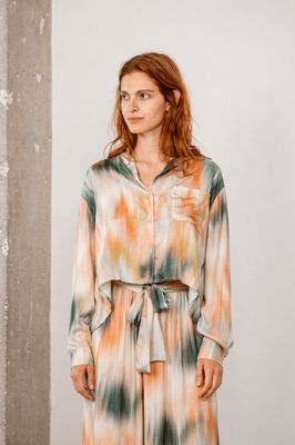 Printed Cropped Ecovero Viscose Oversized Shirt - ARCHIVE SALE