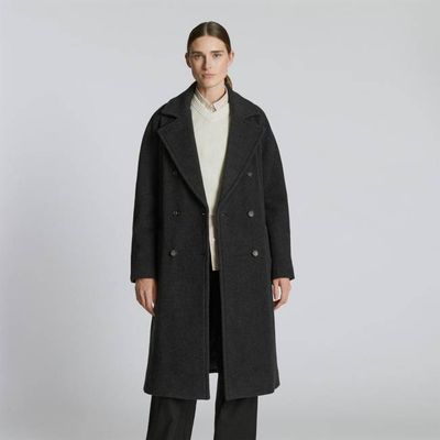 The Italian ReWool® Long Peacoat | Heathered Black