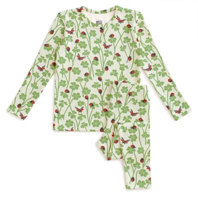 Kids Pajama Set - Clover & Ladybugs Green