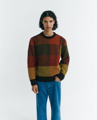 Brown checkered wool Khem sweater
