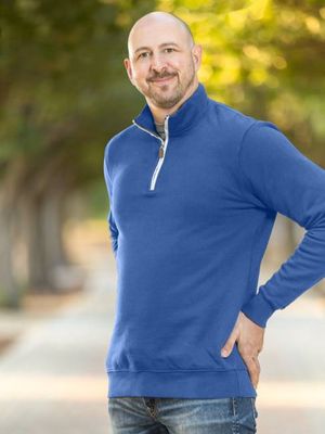 Organic Extra Long Slim Quarter Zip Jumper (Cobalt)