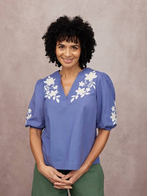 Frankie Embroidered Top - Blue